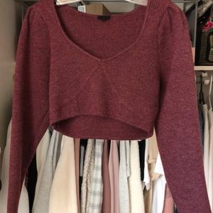 Revolve x NBD Burgundy Sweater Top and Skirt Set